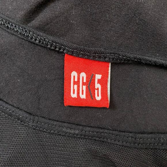 GG<5 Black Midi Dress Women’s Small Sleeveless Bodycon Sheer Mesh Panel Cocktail - Picture 2 of 8